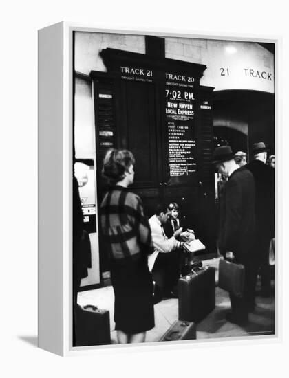 Commuters on the New York New Haven Line Catching Evening Train from Grand Central Station-Alfred Eisenstaedt-Framed Premier Image Canvas