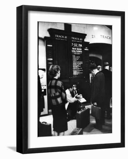 Commuters on the New York New Haven Line Catching Evening Train from Grand Central Station-Alfred Eisenstaedt-Framed Photographic Print