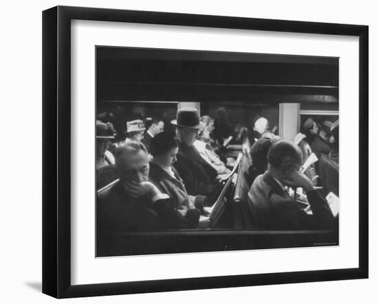 Commuters Reading on the Train-Walter Sanders-Framed Photographic Print