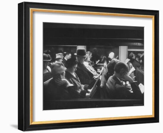 Commuters Reading on the Train-Walter Sanders-Framed Photographic Print