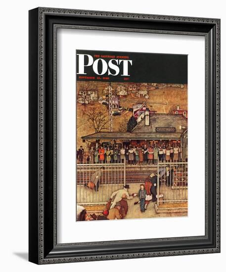 "Commuters" (waiting at Crestwood train station) Saturday Evening Post Cover, November 16,1946-Norman Rockwell-Framed Giclee Print