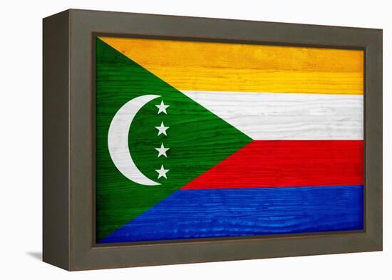 Comoros Flag Design with Wood Patterning - Flags of the World Series-Philippe Hugonnard-Framed Stretched Canvas