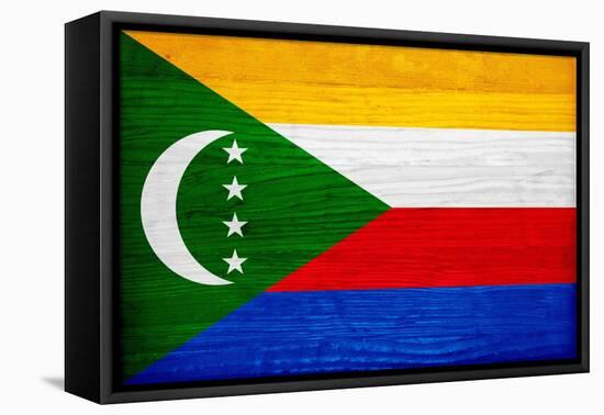 Comoros Flag Design with Wood Patterning - Flags of the World Series-Philippe Hugonnard-Framed Stretched Canvas