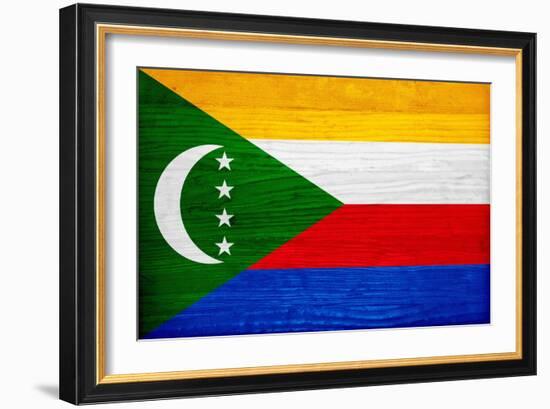 Comoros Flag Design with Wood Patterning - Flags of the World Series-Philippe Hugonnard-Framed Premium Giclee Print