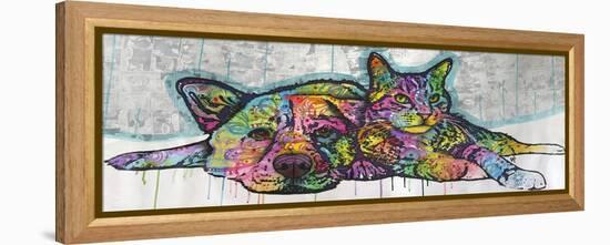 Companions, Cats, Dogs, Drips, Pets, Colorful, Pop Art, Tom and Jerry, Laying Down, Animals-Russo Dean-Framed Premier Image Canvas