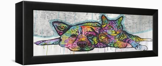 Companions, Cats, Dogs, Drips, Pets, Colorful, Pop Art, Tom and Jerry, Laying Down, Animals-Russo Dean-Framed Premier Image Canvas