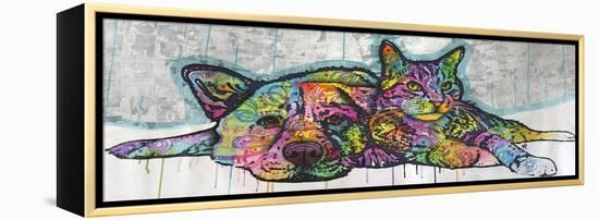 Companions, Cats, Dogs, Drips, Pets, Colorful, Pop Art, Tom and Jerry, Laying Down, Animals-Russo Dean-Framed Premier Image Canvas