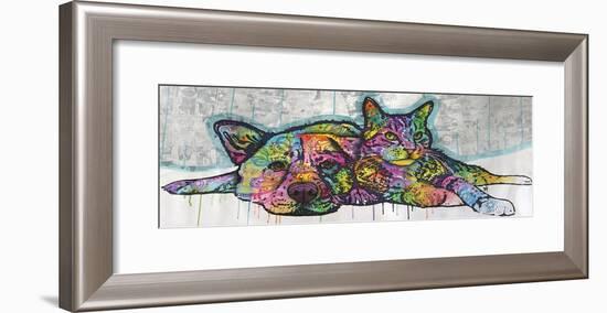 Companions, Cats, Dogs, Drips, Pets, Colorful, Pop Art, Tom and Jerry, Laying Down, Animals-Russo Dean-Framed Giclee Print