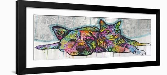 Companions, Cats, Dogs, Drips, Pets, Colorful, Pop Art, Tom and Jerry, Laying Down, Animals-Russo Dean-Framed Giclee Print