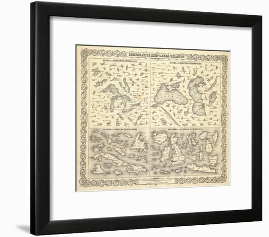 Comparative Size of Lakes and Islands, c.1856-G^ W^ Colton-Framed Art Print