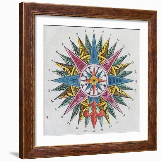 Compass Rose, from a Blaue Atlas, Published in Amsterdam, 1697 (Coloured Engraving)-Dutch-Framed Giclee Print