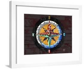 Compass-Design Turnpike-Framed Giclee Print