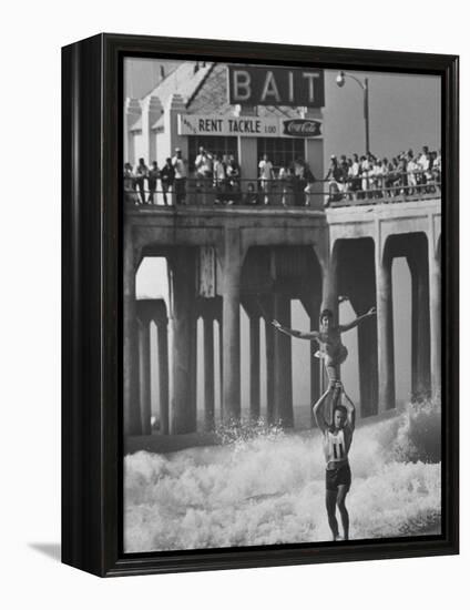 Competition in Tandem Surfing-John Loengard-Framed Premier Image Canvas