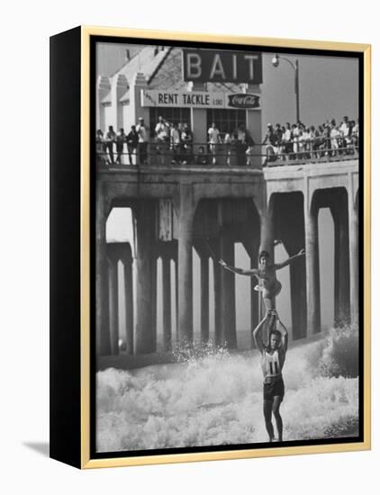 Competition in Tandem Surfing-John Loengard-Framed Premier Image Canvas