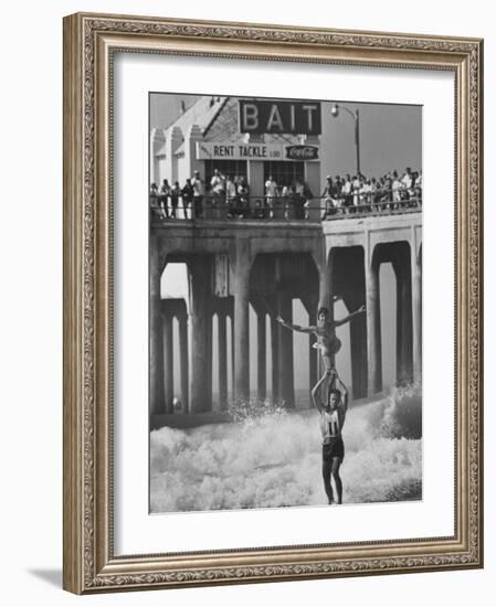 Competition in Tandem Surfing-John Loengard-Framed Photographic Print