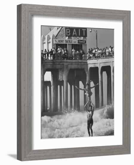 Competition in Tandem Surfing-John Loengard-Framed Photographic Print