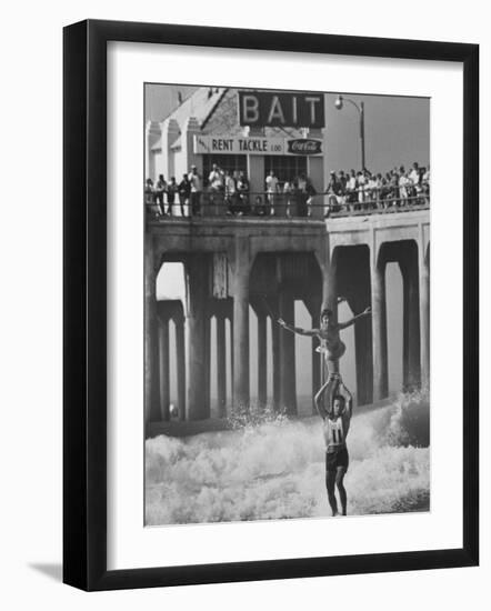 Competition in Tandem Surfing-John Loengard-Framed Photographic Print