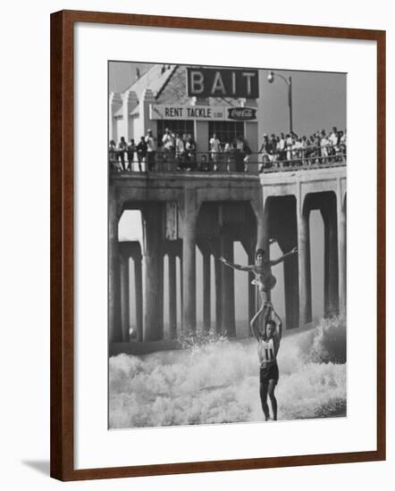 Competition in Tandem Surfing-John Loengard-Framed Photographic Print