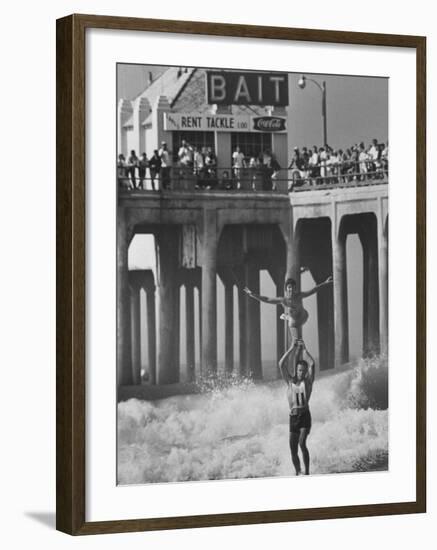 Competition in Tandem Surfing-John Loengard-Framed Photographic Print