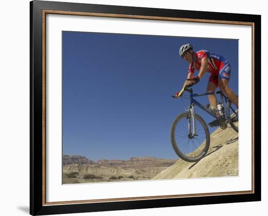 Competitior Riding Downhill in the Mount Sodom International Mountain Bike Race, Israel-Eitan Simanor-Framed Photographic Print