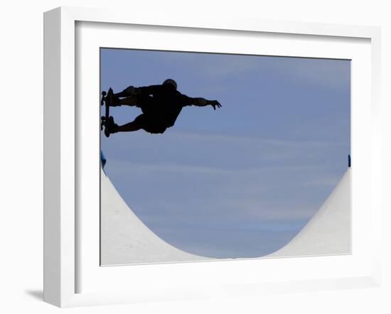 Competitor Performs During a Vertical International Skateboard Competition in Rio De Janeiro-null-Framed Photographic Print