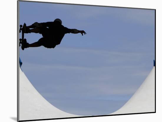 Competitor Performs During a Vertical International Skateboard Competition in Rio De Janeiro-null-Mounted Photographic Print