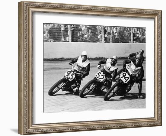 Competitors in a Dirt Track Race, America-null-Framed Photographic Print