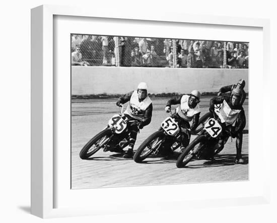 Competitors in a Dirt Track Race, America-null-Framed Photographic Print