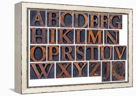 Complete English Alphabet in Vintage Wood Type-PixelsAway-Framed Stretched Canvas