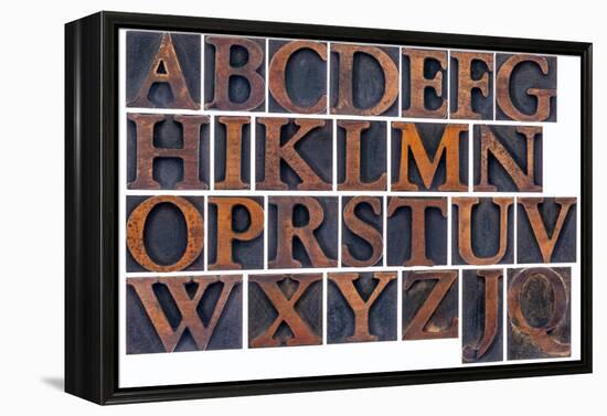 Complete English Alphabet in Vintage Wood Type-PixelsAway-Framed Stretched Canvas