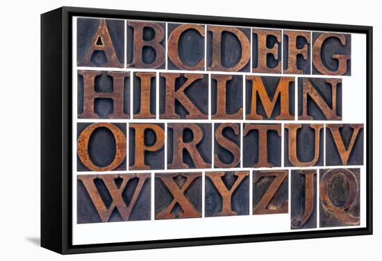 Complete English Alphabet in Vintage Wood Type-PixelsAway-Framed Stretched Canvas