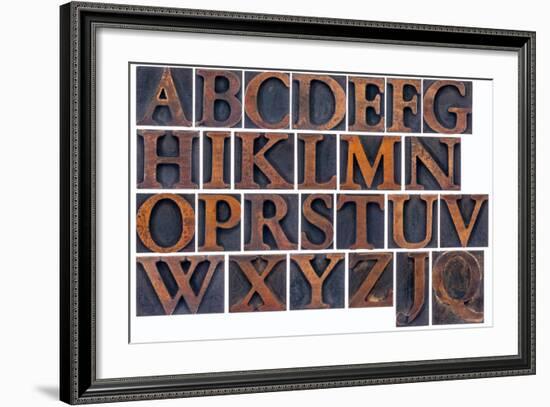 Complete English Alphabet in Vintage Wood Type-PixelsAway-Framed Premium Giclee Print