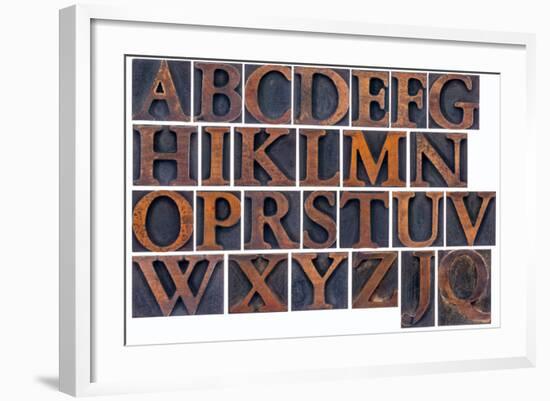 Complete English Alphabet in Vintage Wood Type-PixelsAway-Framed Premium Giclee Print