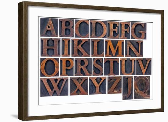 Complete English Alphabet in Vintage Wood Type-PixelsAway-Framed Premium Giclee Print