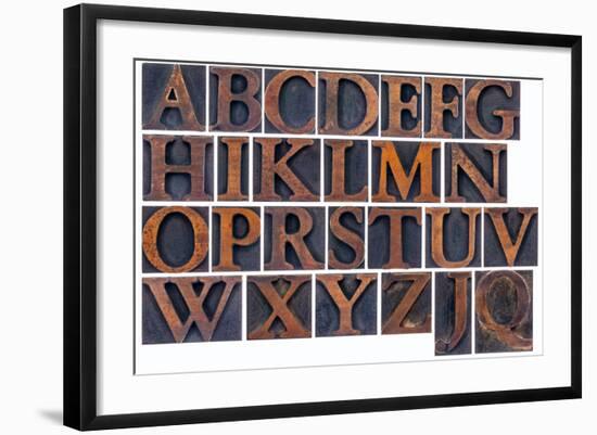 Complete English Alphabet in Vintage Wood Type-PixelsAway-Framed Premium Giclee Print