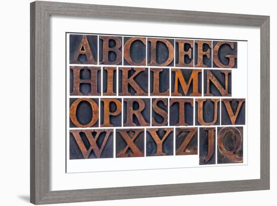 Complete English Alphabet in Vintage Wood Type-PixelsAway-Framed Art Print