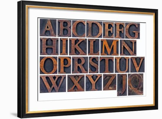 Complete English Alphabet in Vintage Wood Type-PixelsAway-Framed Art Print