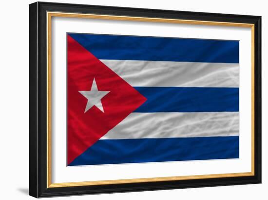 Complete Waved National Flag Of Cuba For Background-vepar5-Framed Art Print