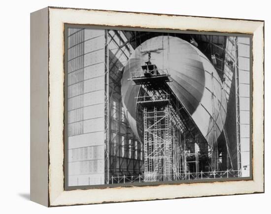 Completed Iron Framework of Zeppelin Being Covered with Cotton Cloth at Fabrication Plant-null-Framed Premier Image Canvas