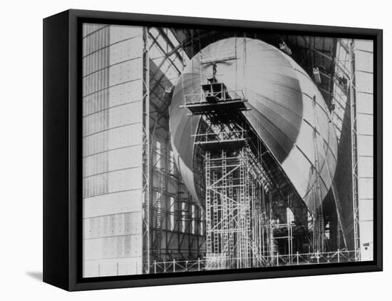 Completed Iron Framework of Zeppelin Being Covered with Cotton Cloth at Fabrication Plant-null-Framed Premier Image Canvas