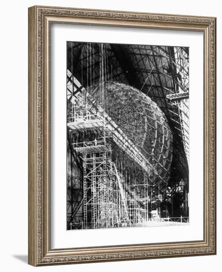 Completed Iron Framework of Zeppelin Supported on Scaffolding at Fabrication Plant-null-Framed Photographic Print