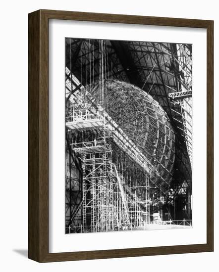 Completed Iron Framework of Zeppelin Supported on Scaffolding at Fabrication Plant-null-Framed Photographic Print