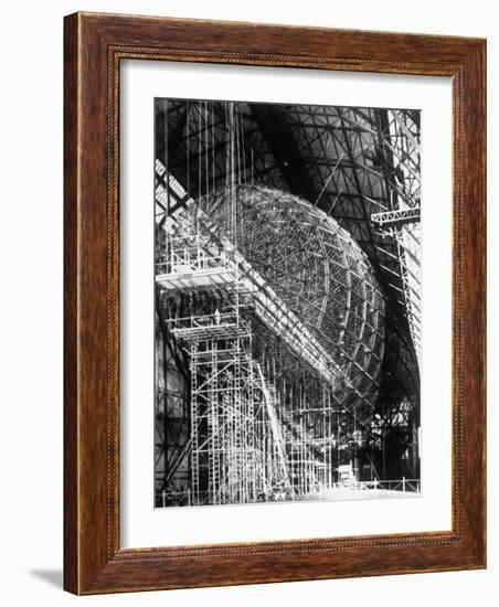 Completed Iron Framework of Zeppelin Supported on Scaffolding at Fabrication Plant-null-Framed Photographic Print