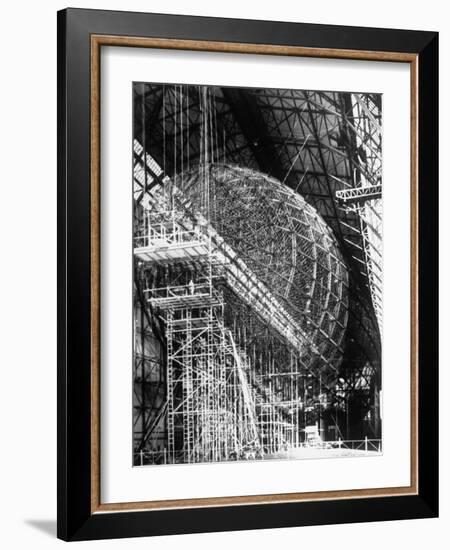 Completed Iron Framework of Zeppelin Supported on Scaffolding at Fabrication Plant-null-Framed Photographic Print