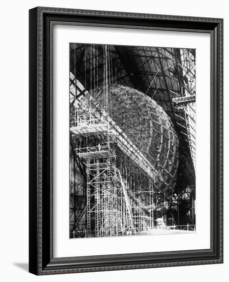 Completed Iron Framework of Zeppelin Supported on Scaffolding at Fabrication Plant-null-Framed Photographic Print