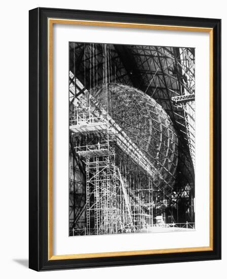 Completed Iron Framework of Zeppelin Supported on Scaffolding at Fabrication Plant-null-Framed Photographic Print