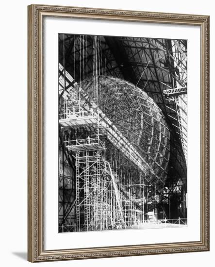 Completed Iron Framework of Zeppelin Supported on Scaffolding at Fabrication Plant-null-Framed Photographic Print