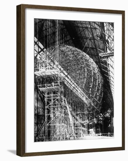 Completed Iron Framework of Zeppelin Supported on Scaffolding at Fabrication Plant-null-Framed Photographic Print