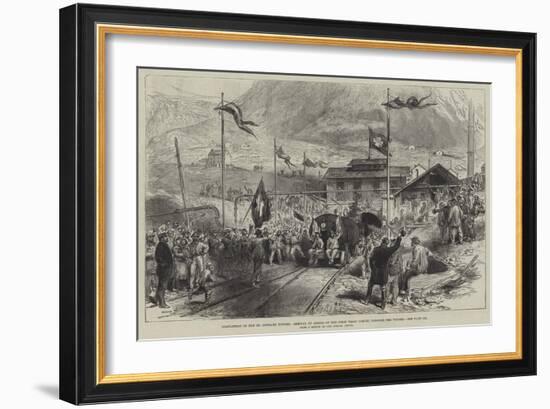 Completion of the St Gothard Tunnel, Arrival at Airolo of the First Train Coming Through the Tunnel-null-Framed Giclee Print