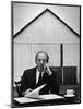 Composer Arron Copland Sitting at Table with Score in Front of Barn-Gordon Parks-Mounted Photographic Print